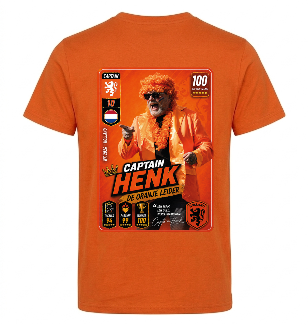 Oranje T-shirt Captain Henk Back